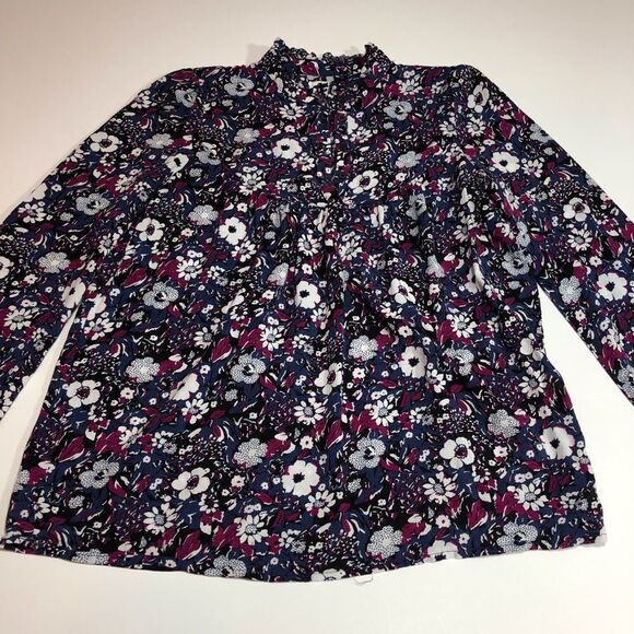 Gap Floral Blouse with Ruffled Neck and Long Sleeves - Picture 4 of 12